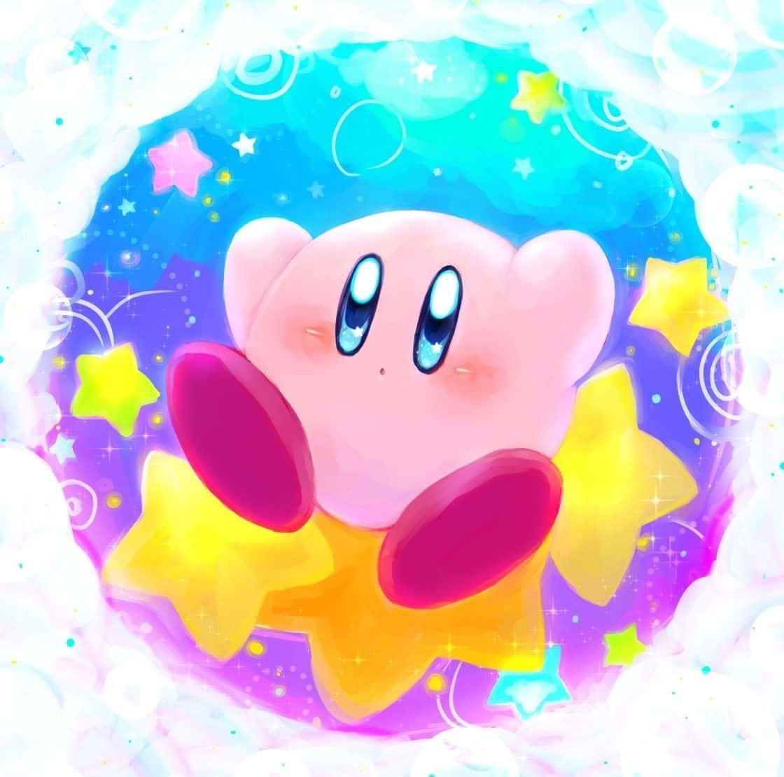 "Smiling Kirby enjoying a Snowy Day"