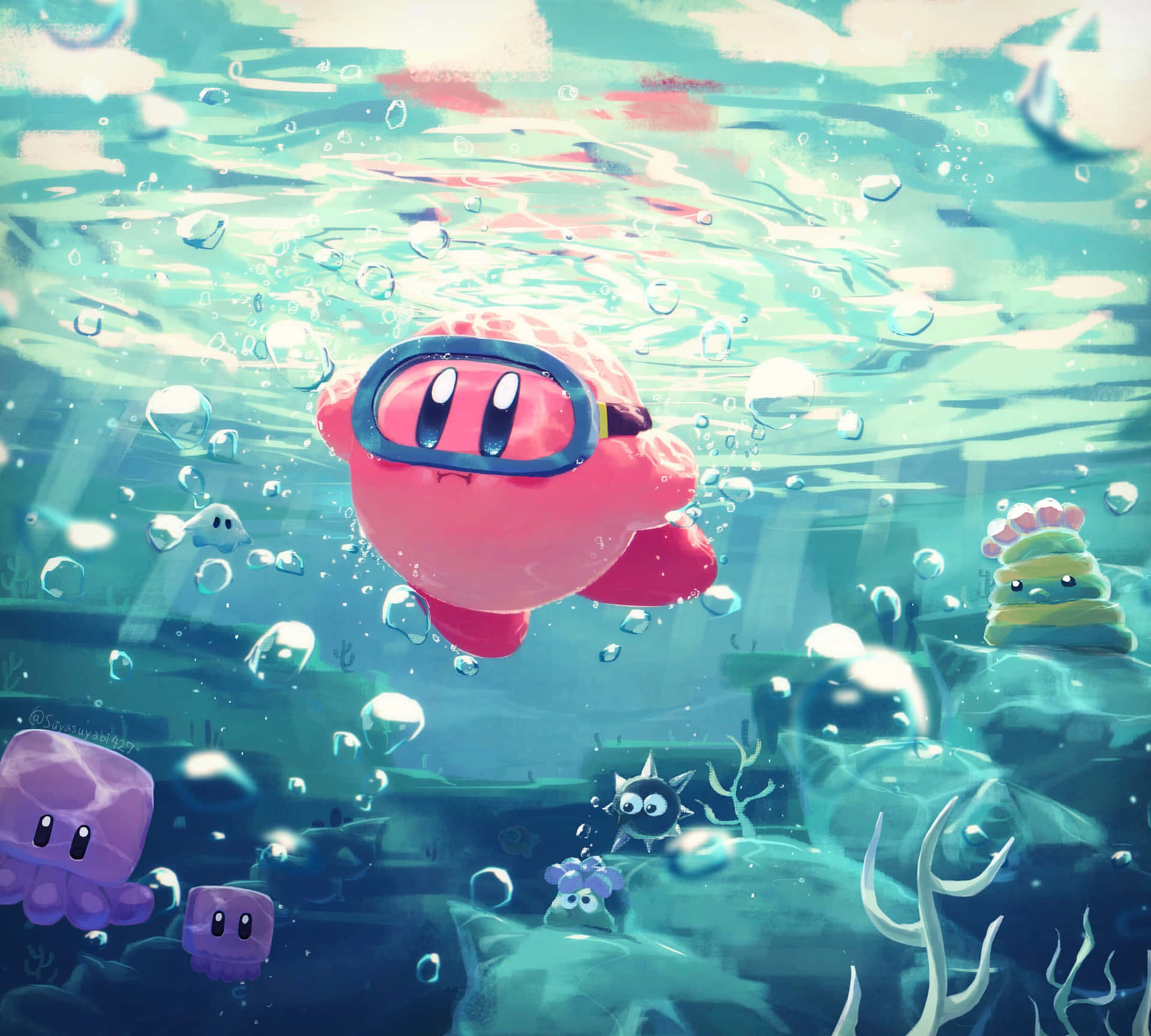 Kirby Underwater Adventure Wallpaper