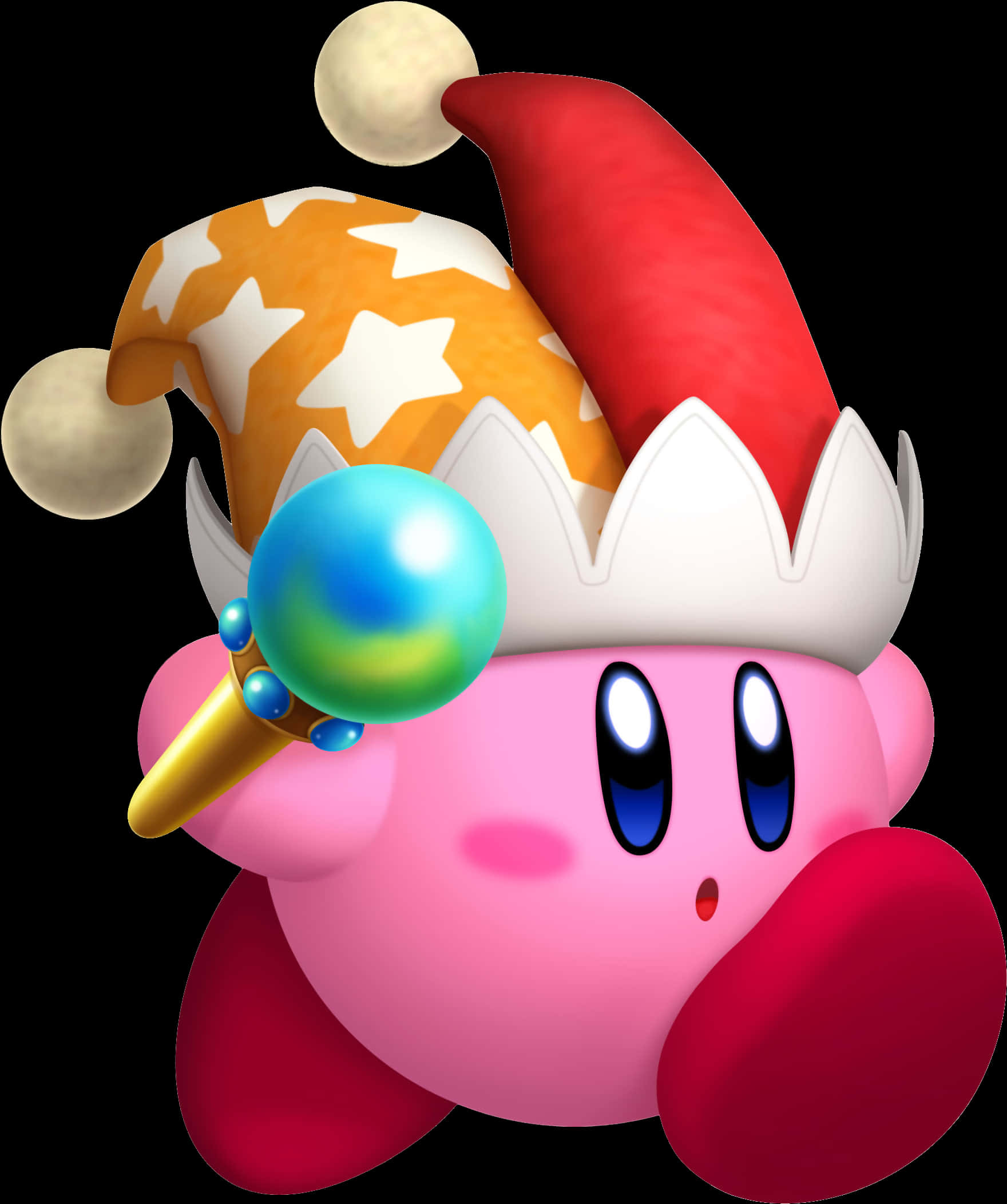 Kirby Wearing Jester Hat PNG