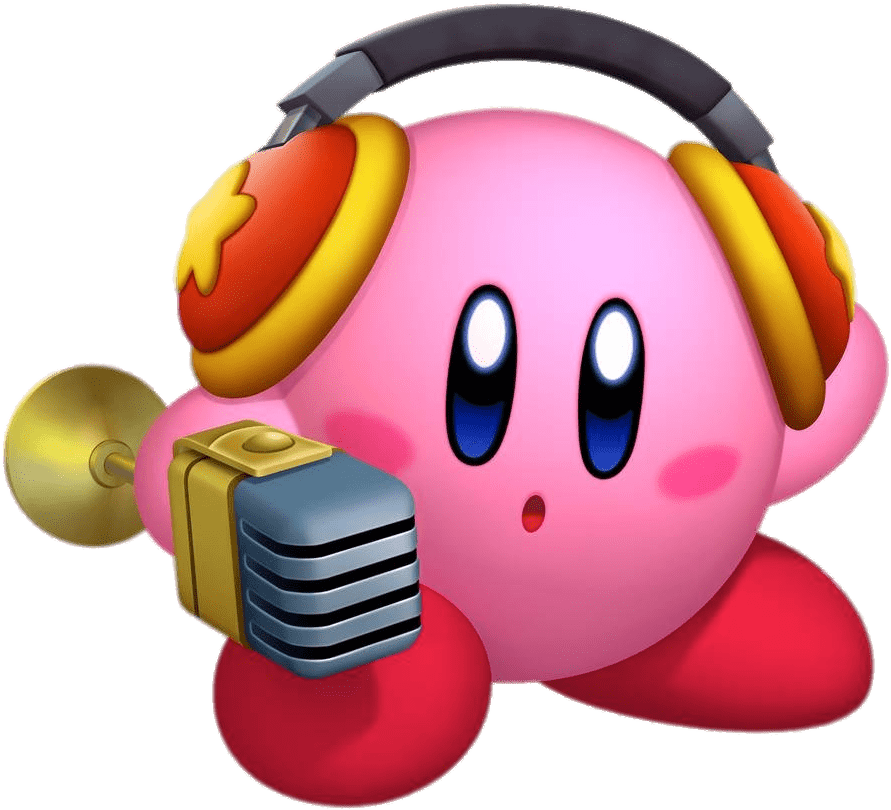 Kirby With Headphonesand Microphone PNG