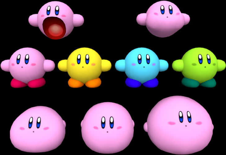 Download Kirby_ Variations_3 D_ Render | Wallpapers.com