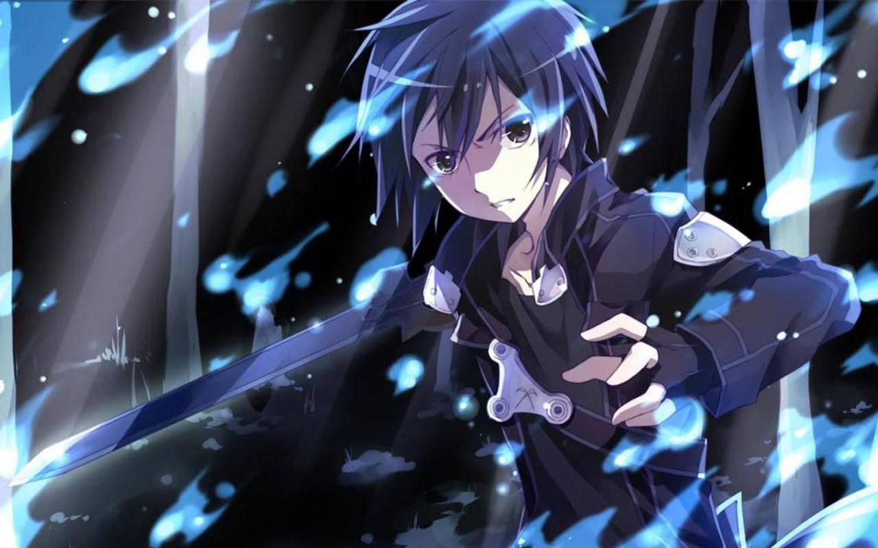 Kirito, a courageous anime boy from Sword Art Online Wallpaper