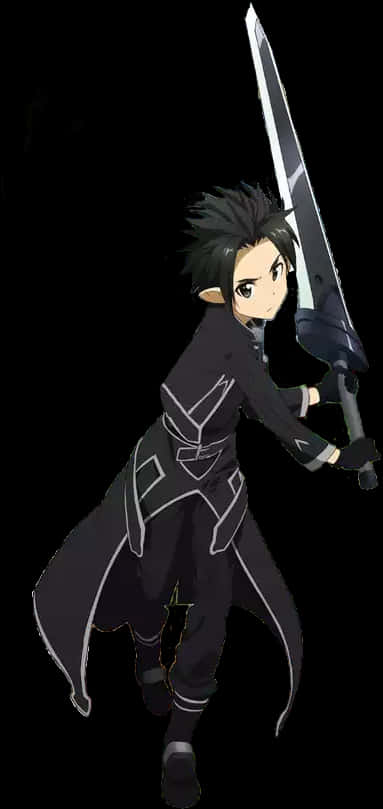 Kirito Black Swordsman Action Pose PNG