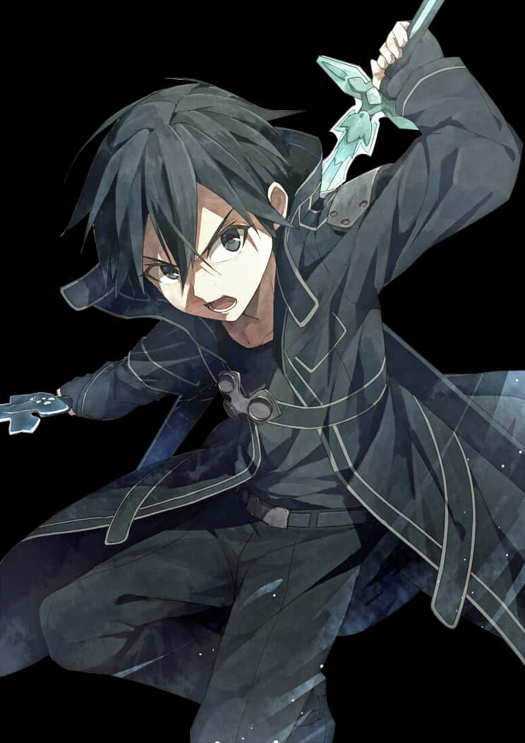 Kirito Dual Wielding Sword Art Online PNG