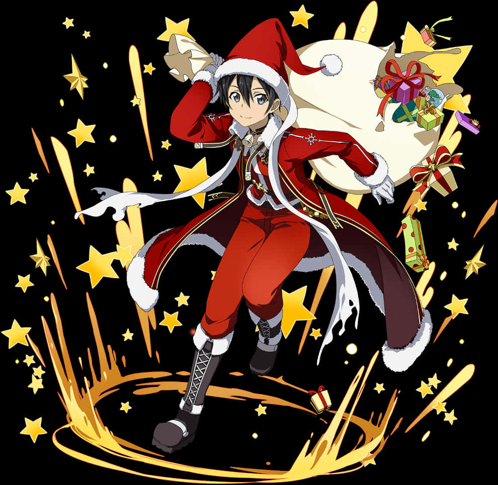 Kirito Santa Cosplay Anime Character PNG