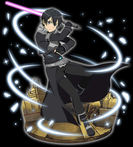 Kirito Sword Art Online Action Pose PNG