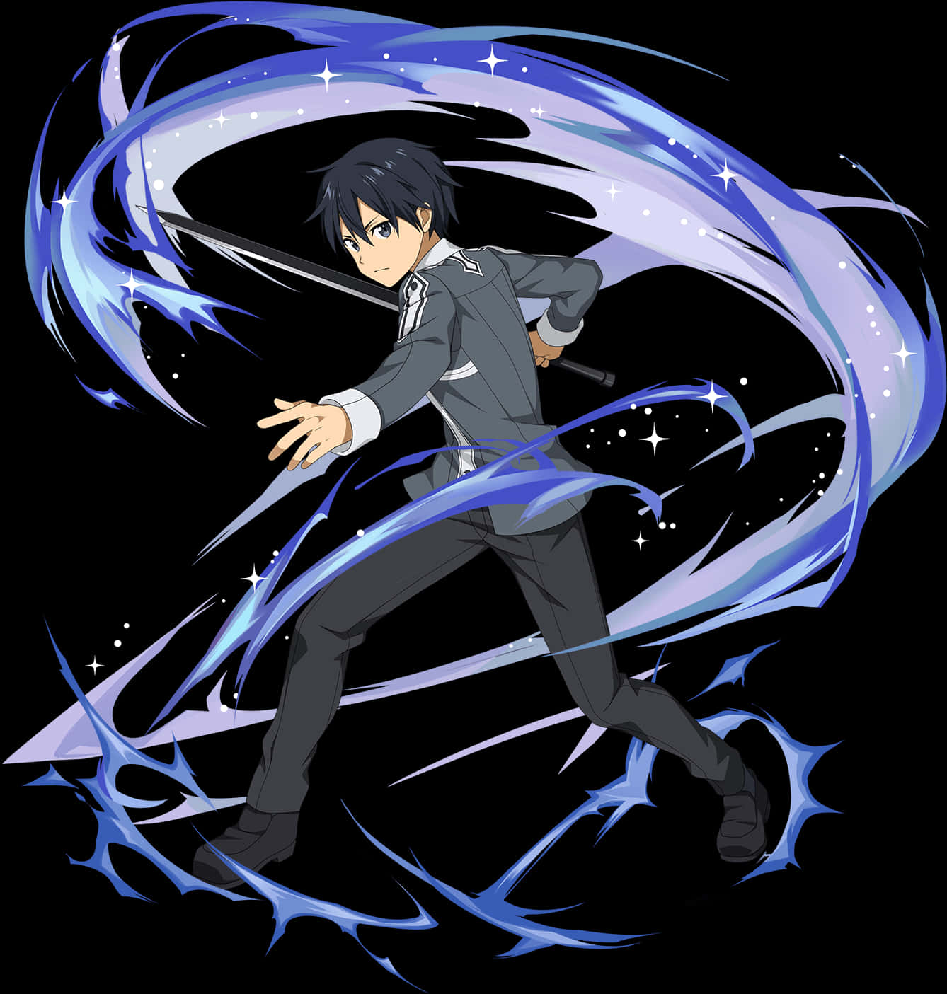 Kirito Sword Art Online Action Pose PNG