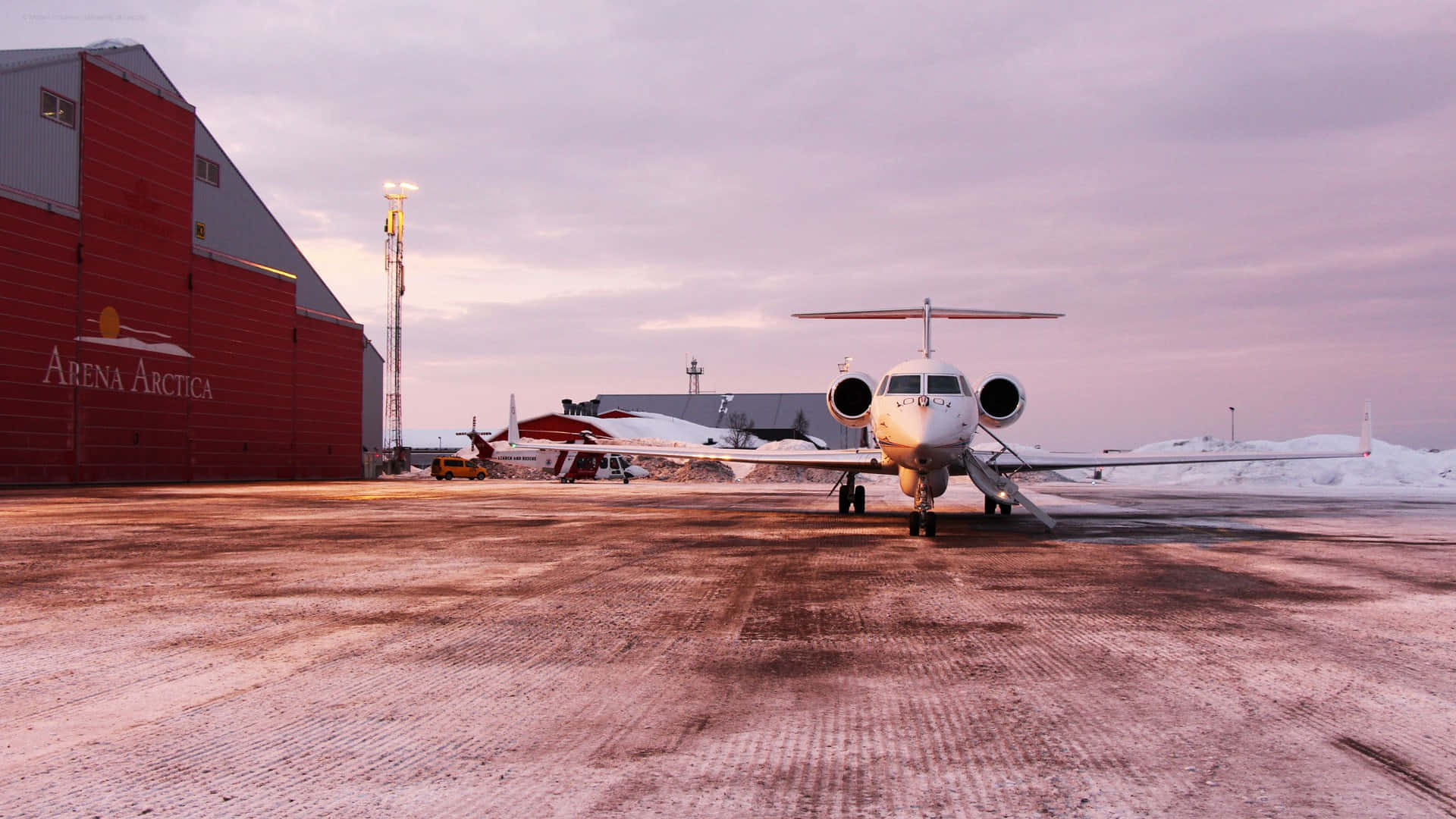 Kiruna Lufthavn Vinterdawn Bakgrunnsbildet