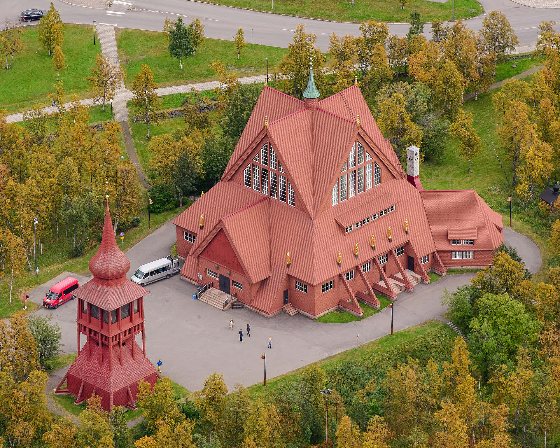 Kiruna Church Aerial View Sweden Wallpaper