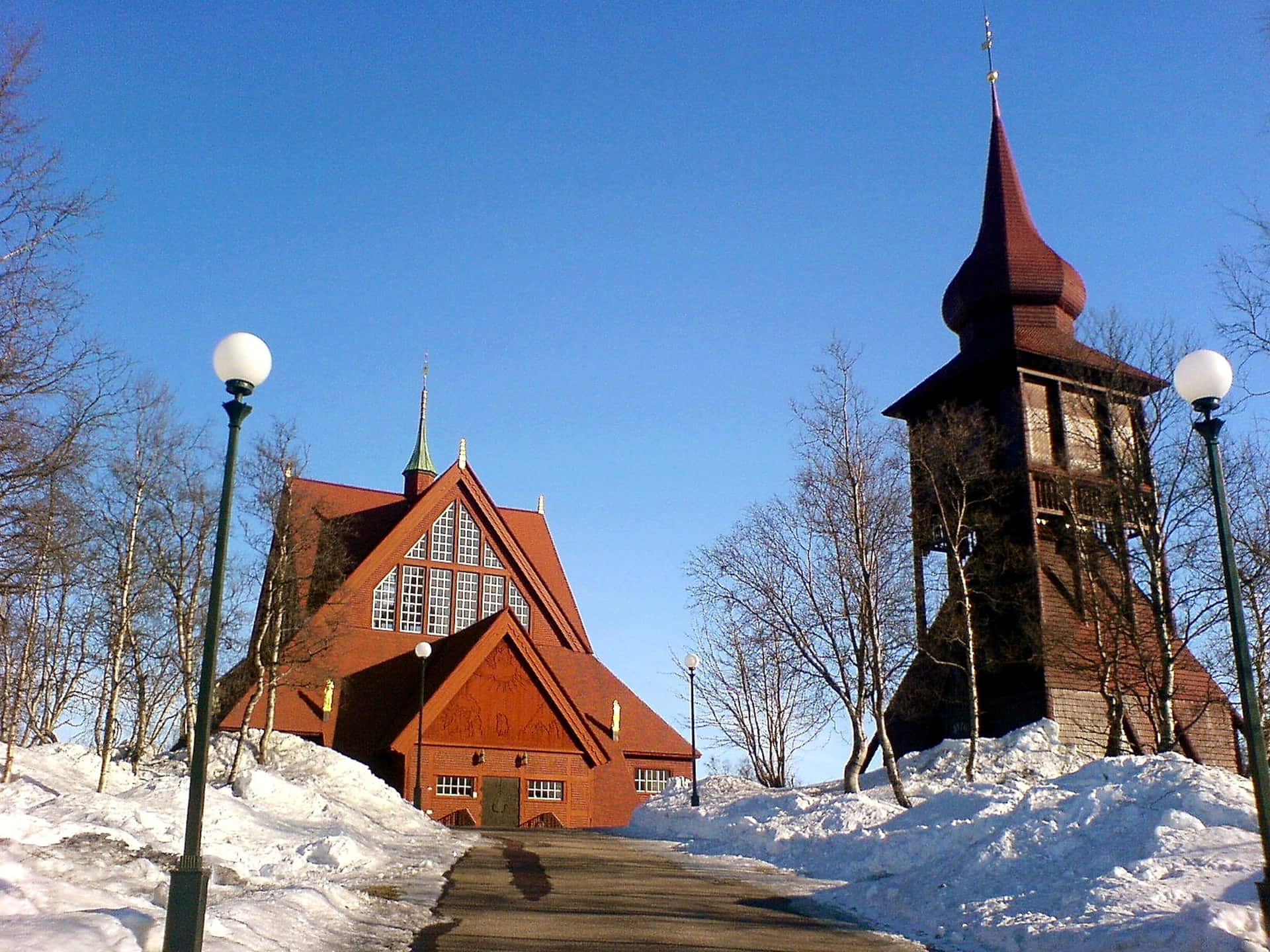Kiruna Church Sweden Winter Wallpaper
