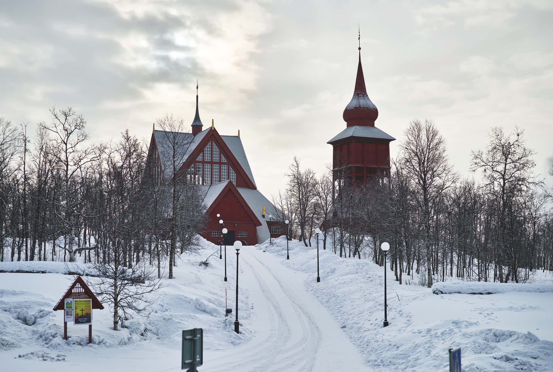 Kiruna Church Winter Scene Wallpaper