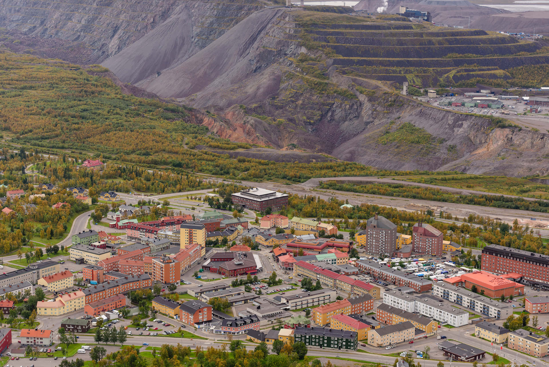 Kiruna Townand Mine Aerial View Wallpaper