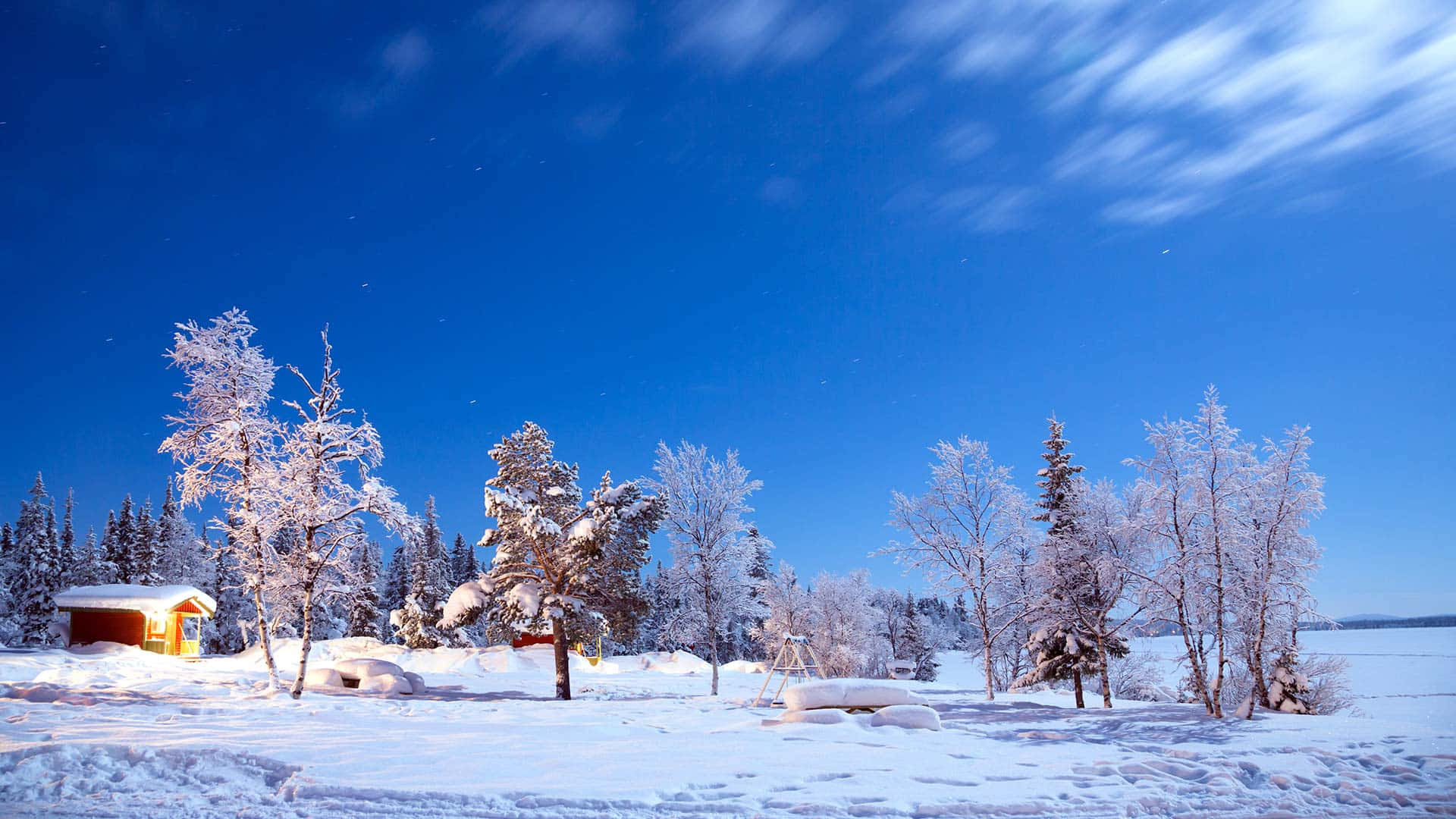 Kiruna Winter Landscape Twilight Wallpaper