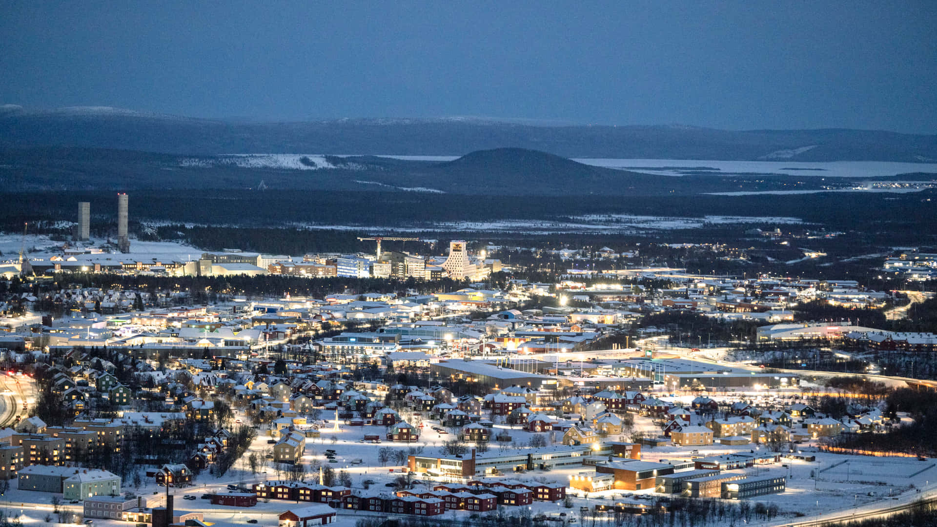 Kiruna Winter Night View Wallpaper