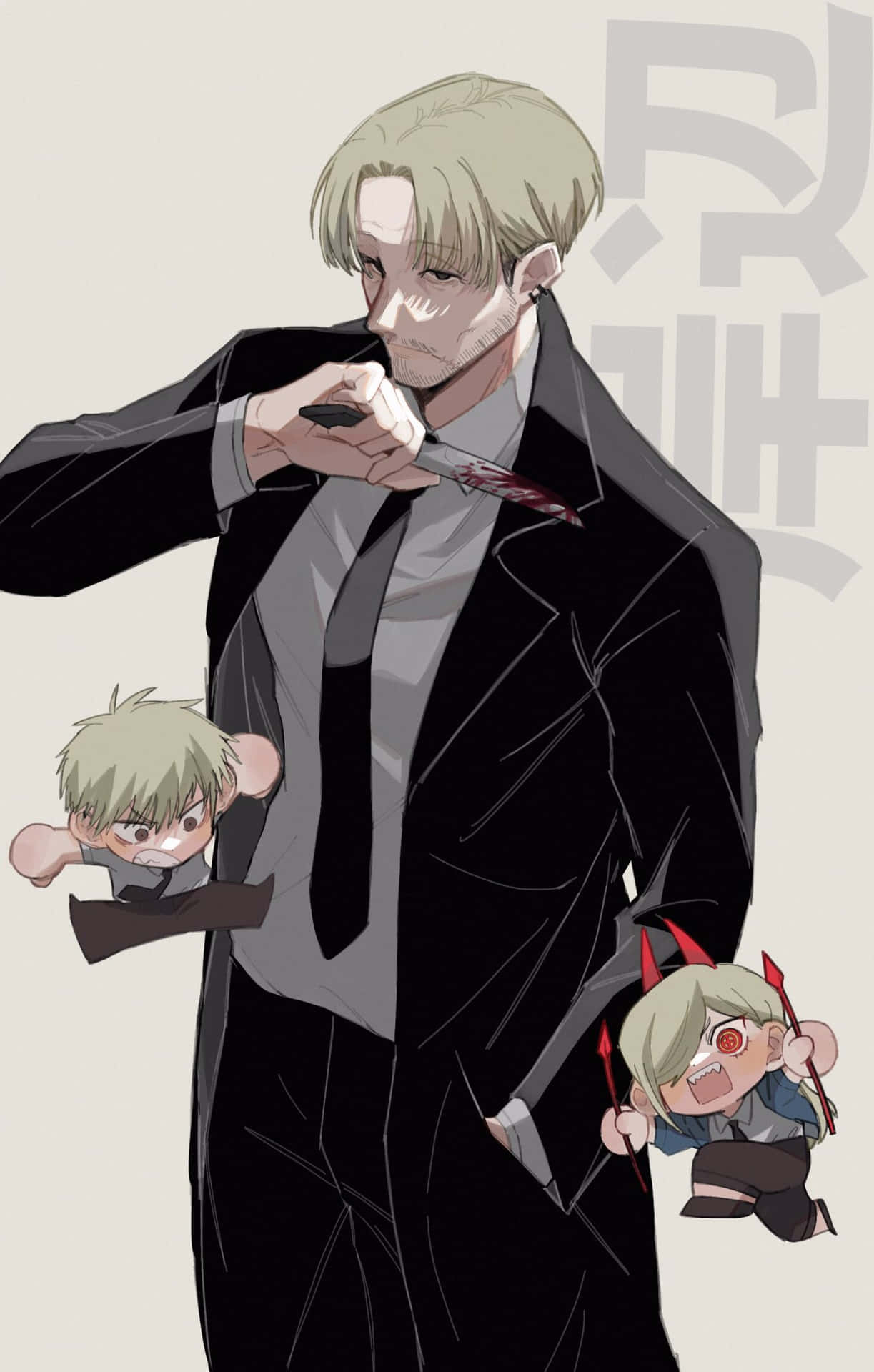 Kishibe Y Personajes Chibi De Chainsaw Man Fondo de pantalla