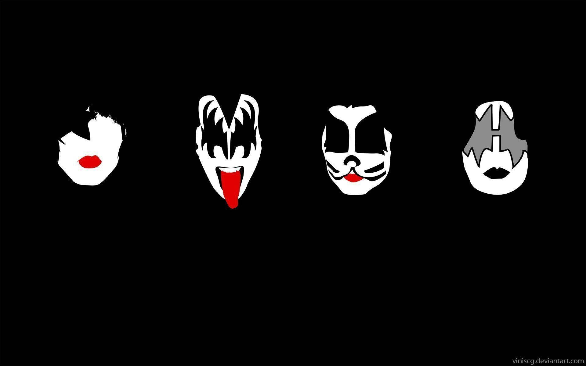 Kiss Bandmedlemmer Face Melamin Skrivebords Tapet Wallpaper