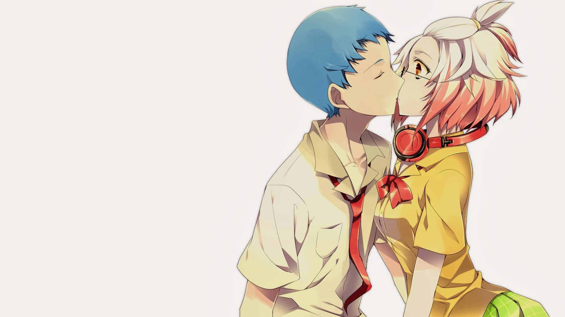 To anime-figurer kysser hinanden Wallpaper