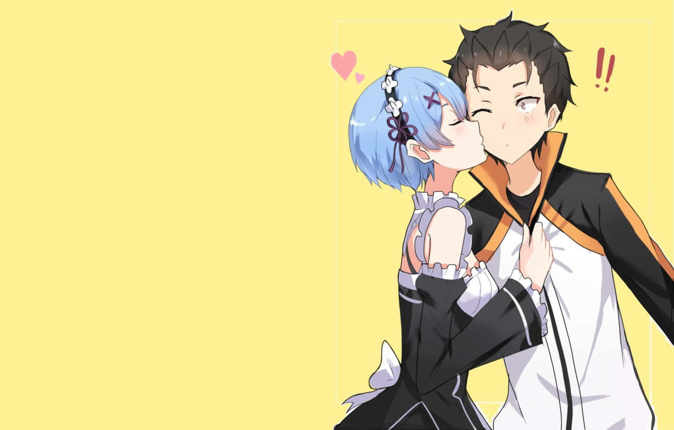 A Couple Of Anime Characters Kissing Each Other Wallpaper