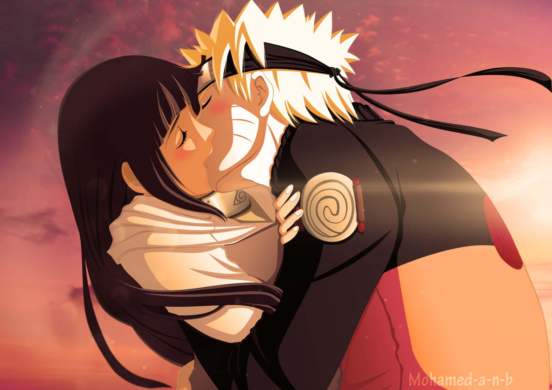 Naruto og Naruto - kysse ved solnedgang Wallpaper