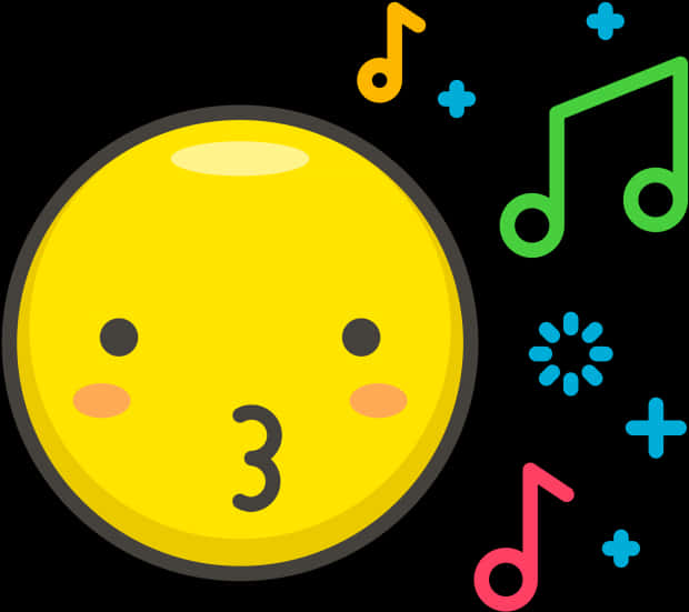 Kissing Face Emoji Musical Notes PNG