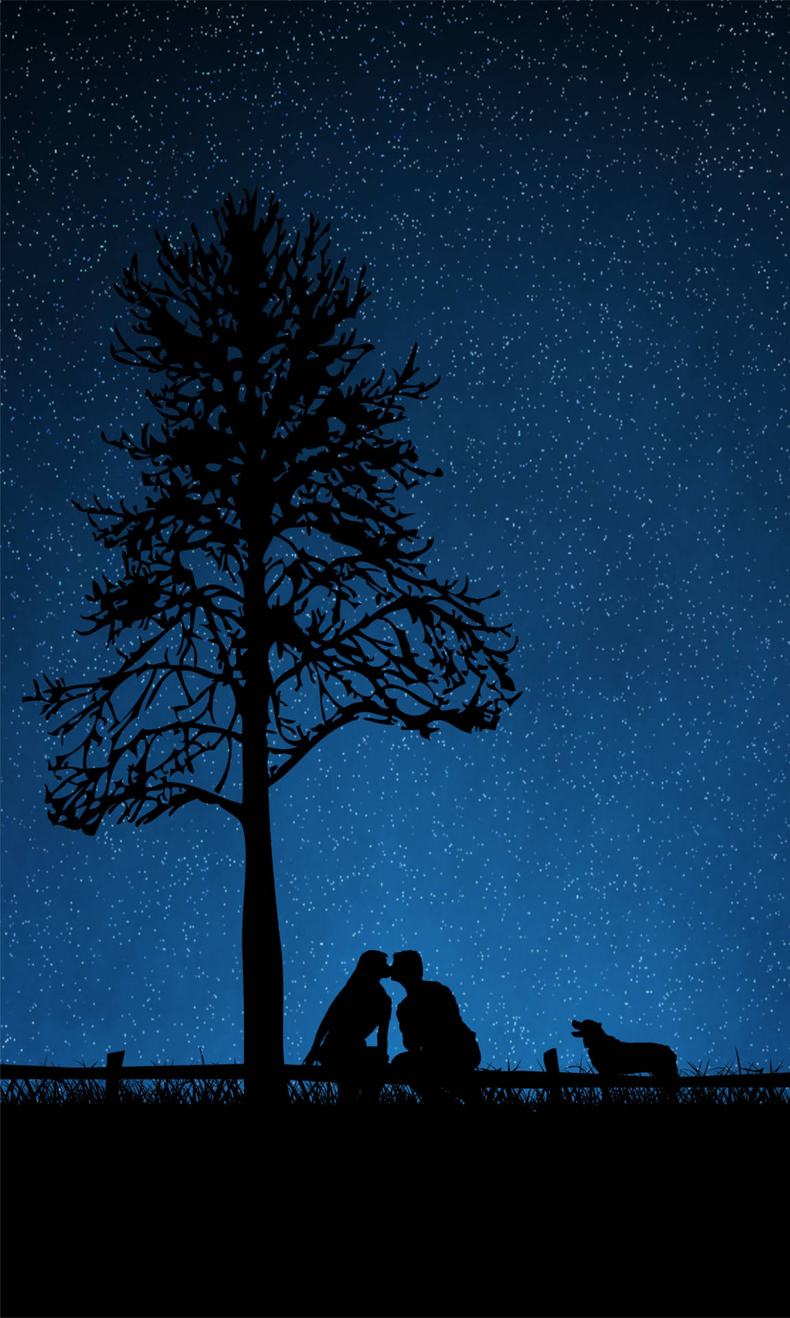 Kissing Under The Tree Love Story Wallpaper