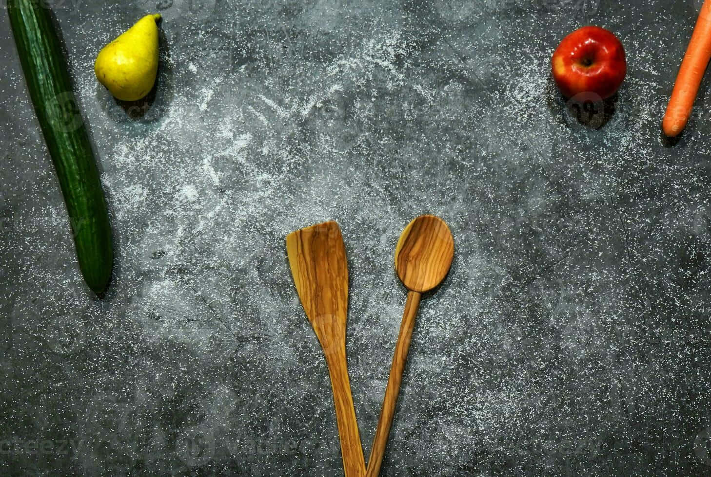 Kitchen Still Lifewith Wooden Spoons Wallpaper
