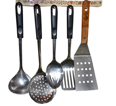 Kitchen Utensils Hangingon Rack PNG