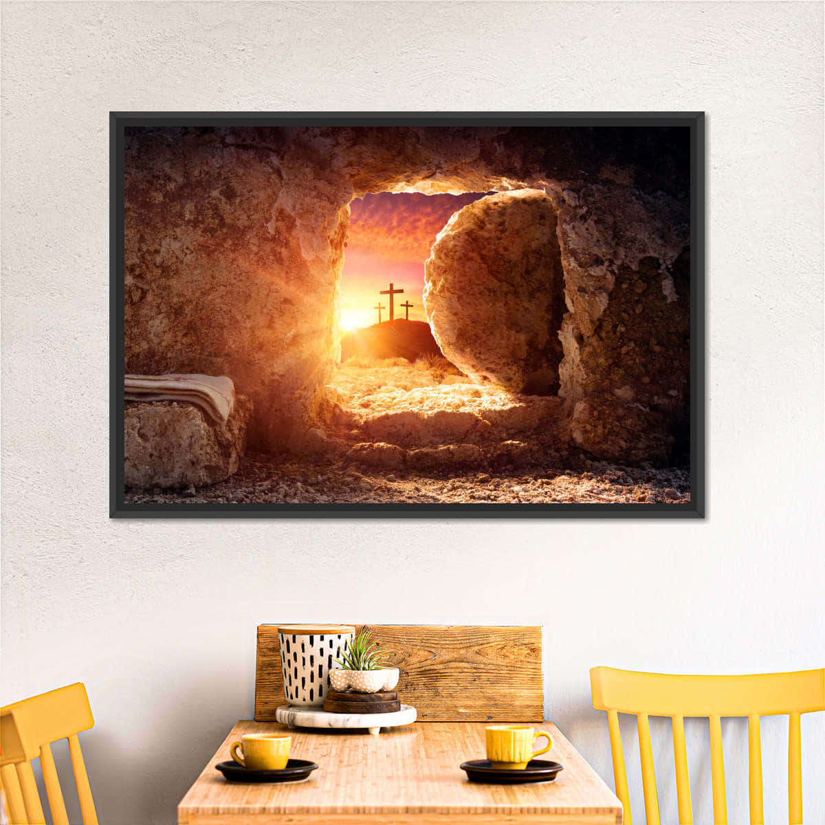 A Framed Picture Of A Crucifixion Scene