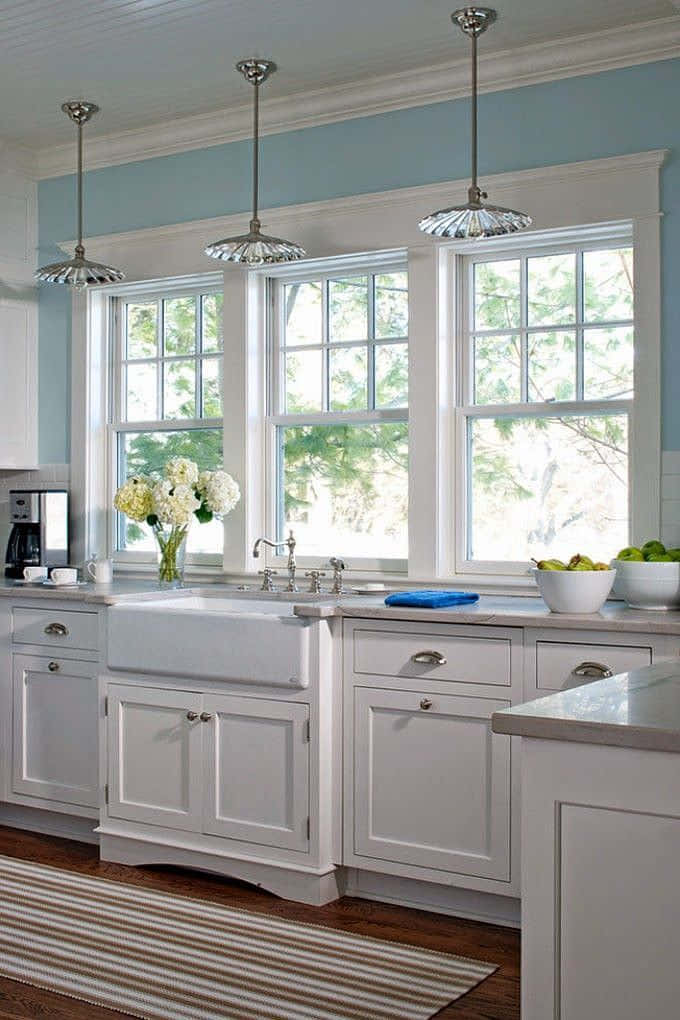 Modern White Kitchen Window Picture