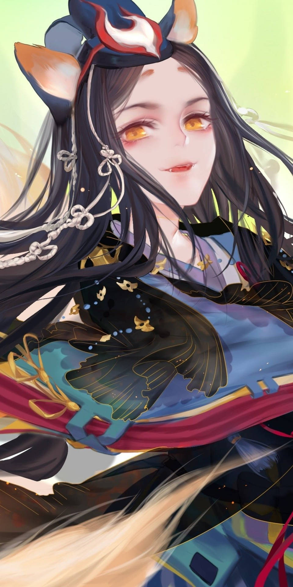 Black-haired Kitsune Girl Wallpaper
