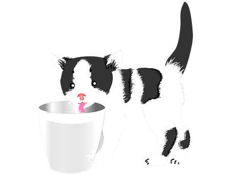 Kitten Drinking Milk Vector PNG