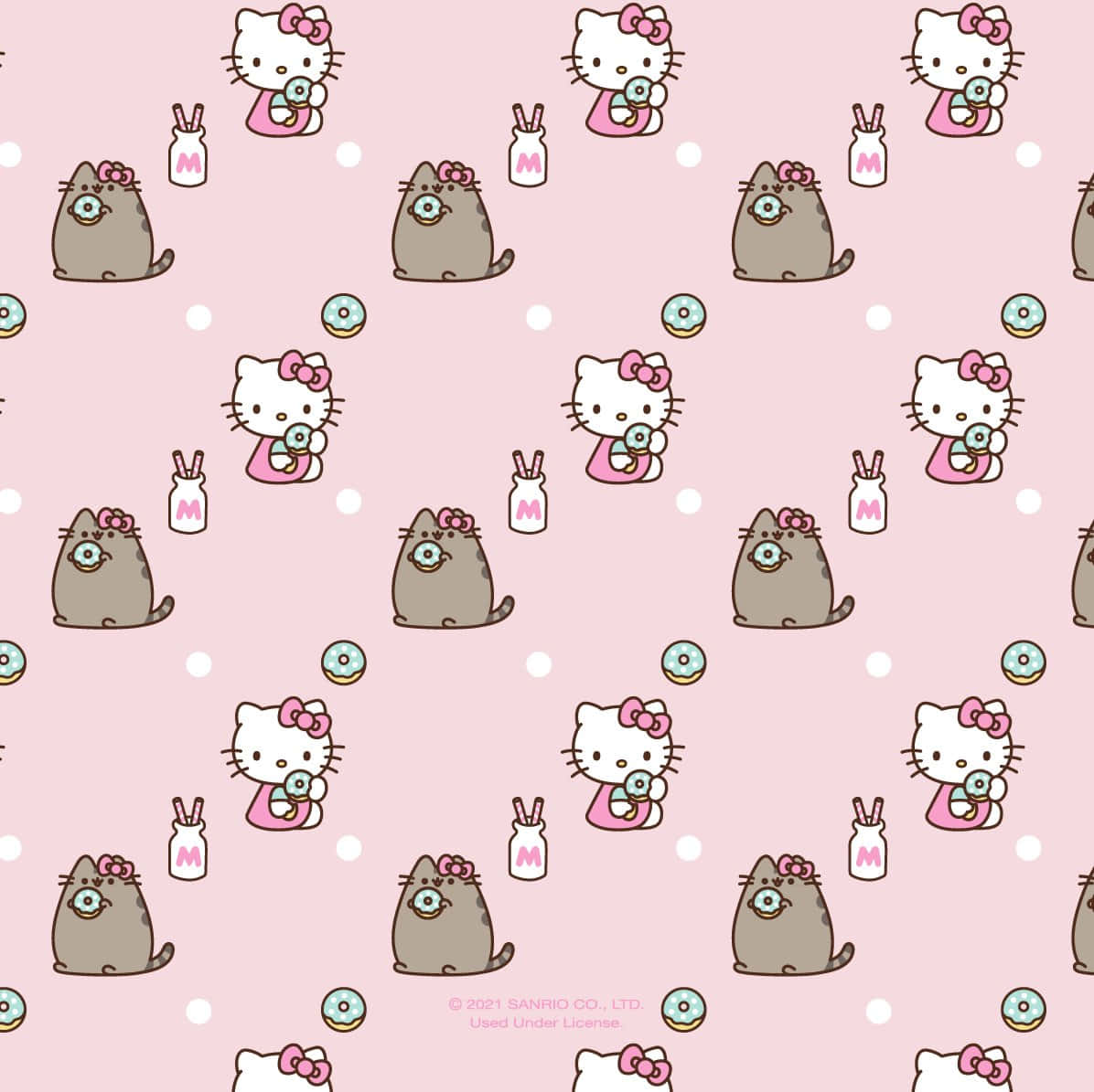 Cute Kitty White wallpaper adorned with a floral background Wallpaper