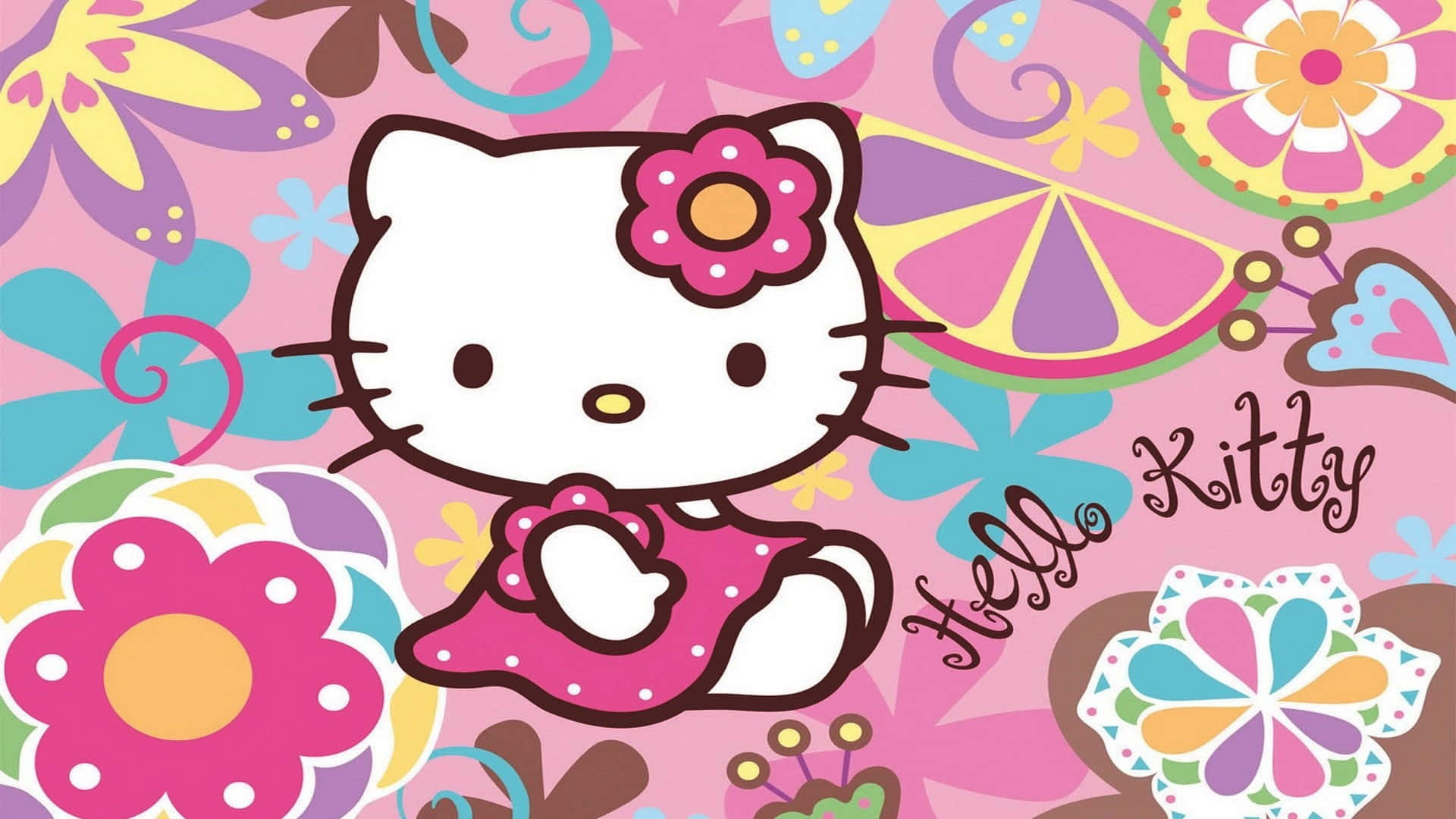 Adorable Kitty White on a Pink Background Wallpaper