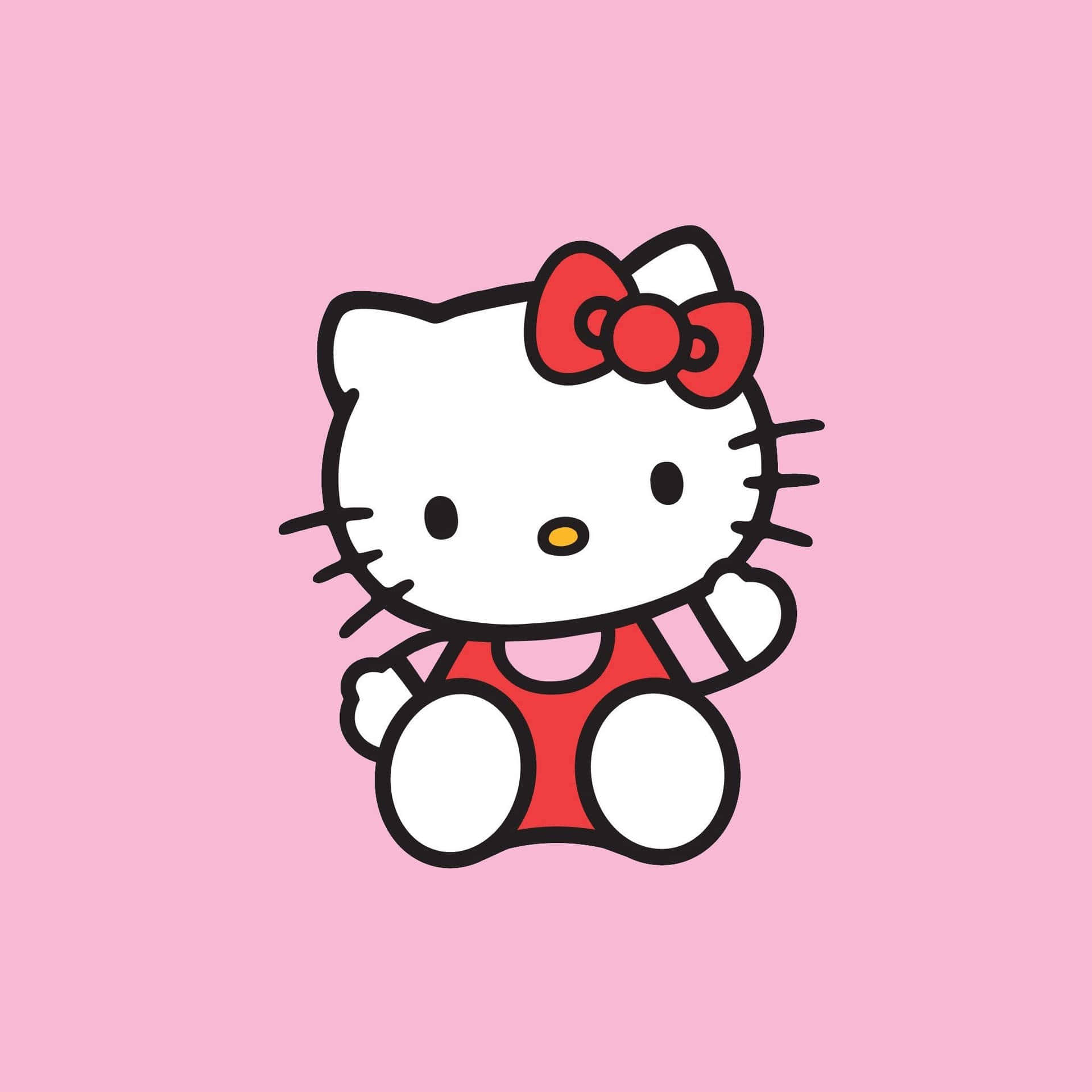 Kitty White posing on a pink floral background Wallpaper