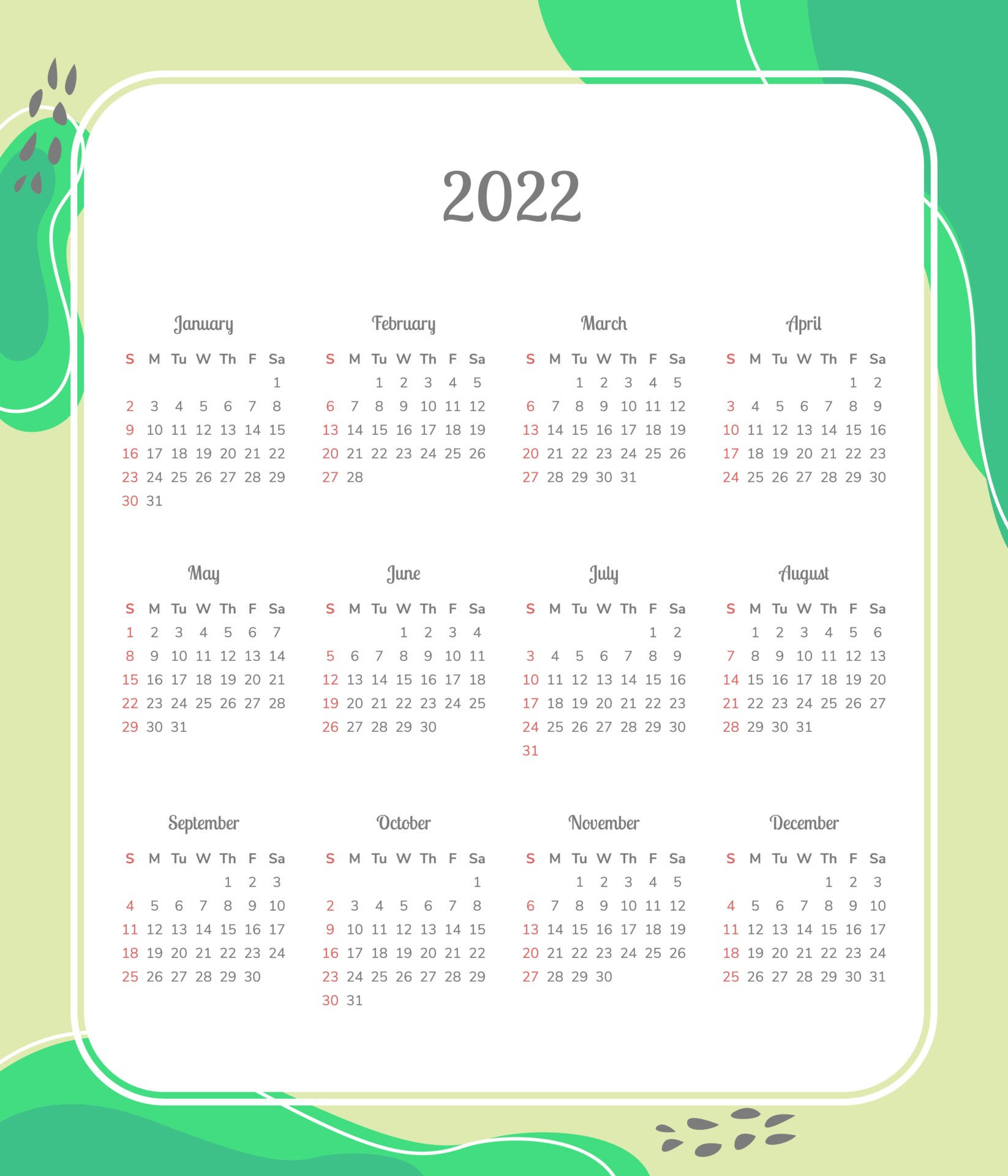 Kiwi 2022 Calendar Wallpaper