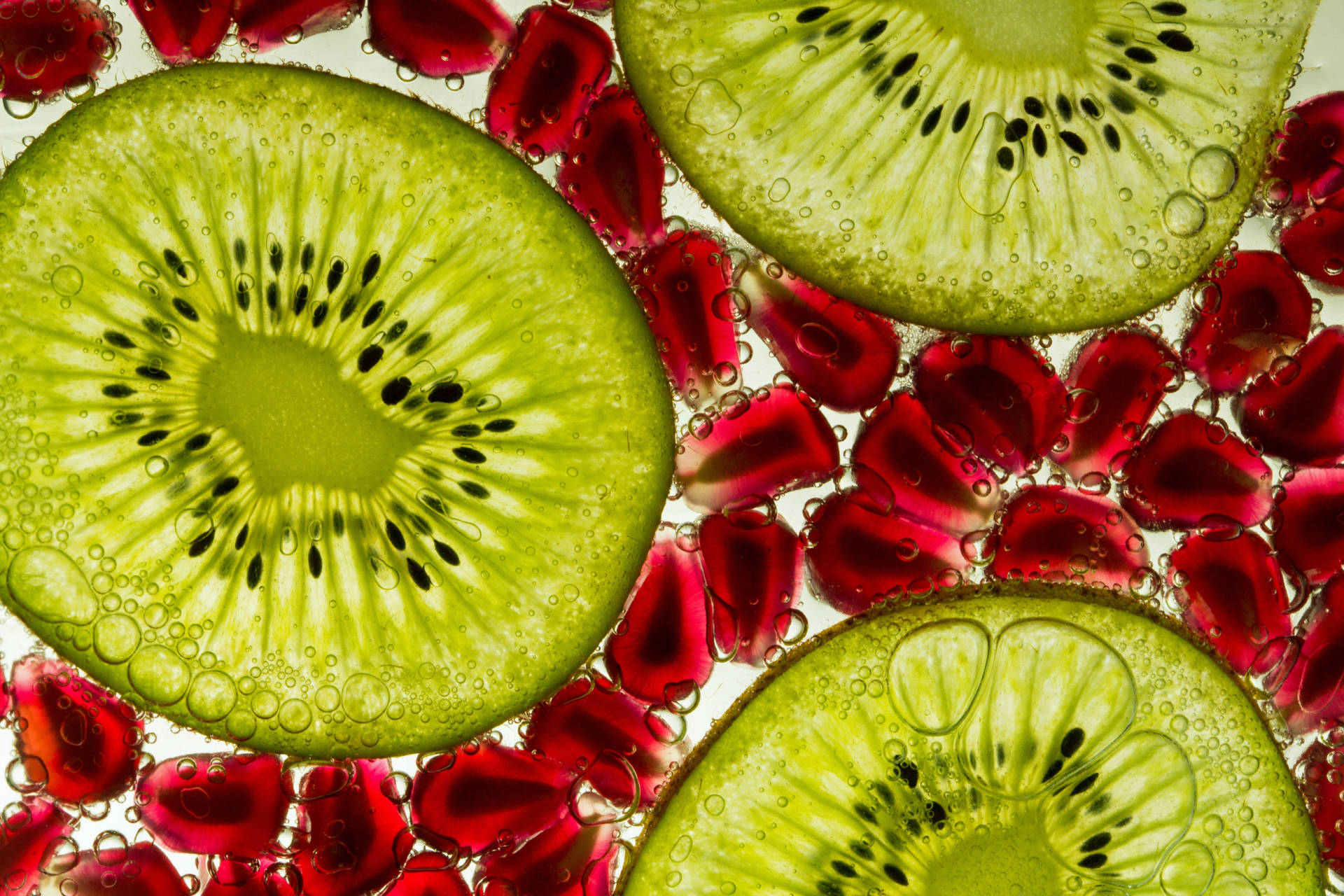 Kiwi Granatæble Makrofotografering Wallpaper