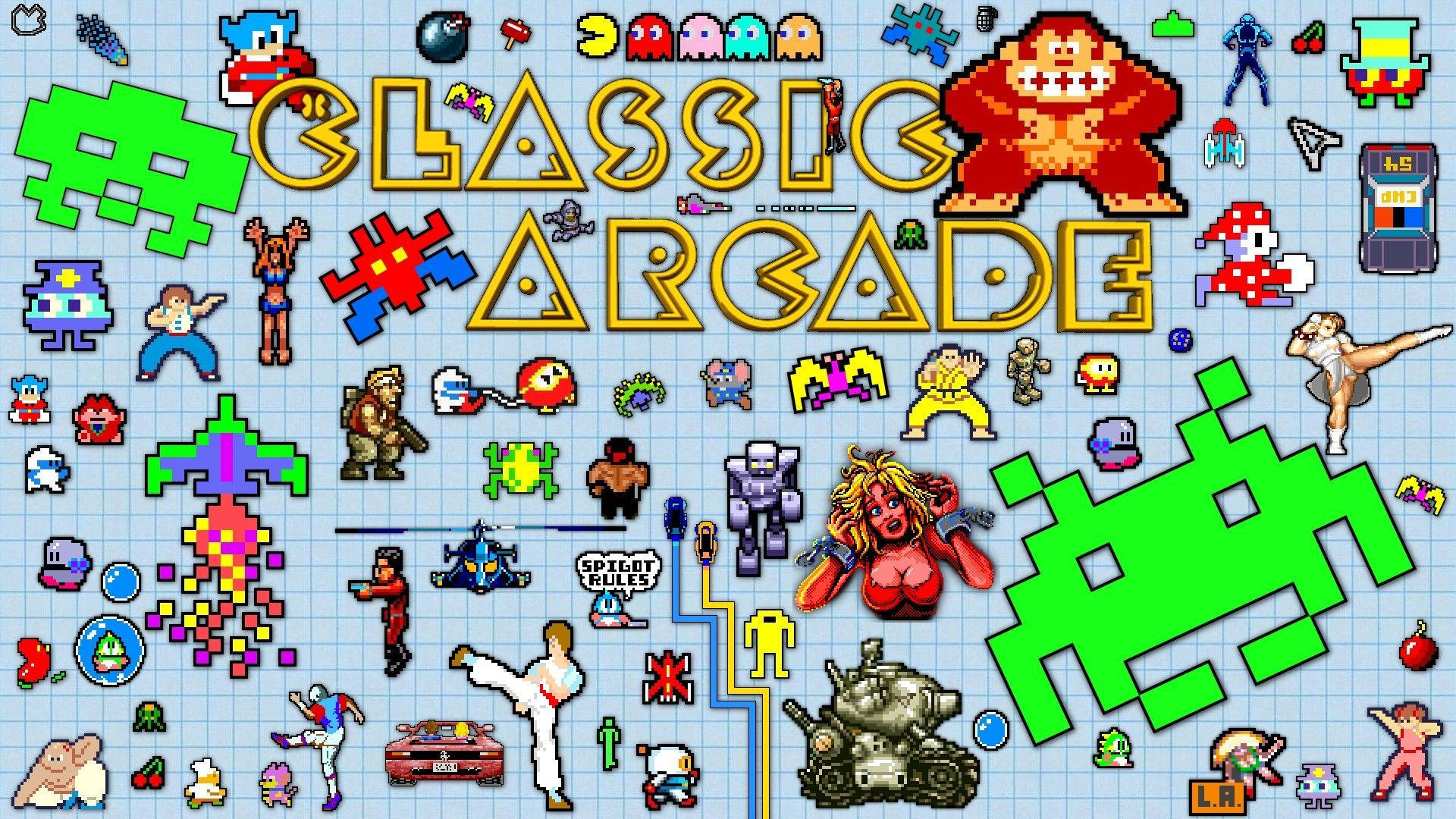 Klassisk Arkade 1080p Gaming Wallpaper
