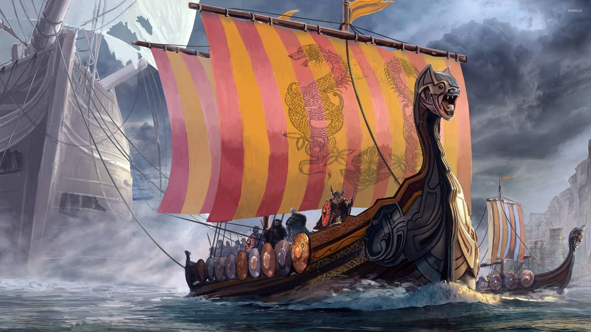 Knarr Viking Ship Wallpaper