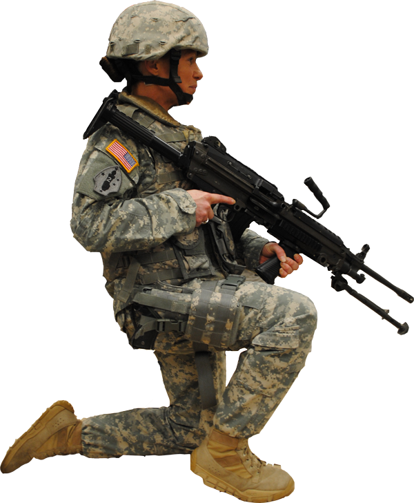 Kneeling Armed Soldier Uniform PNG