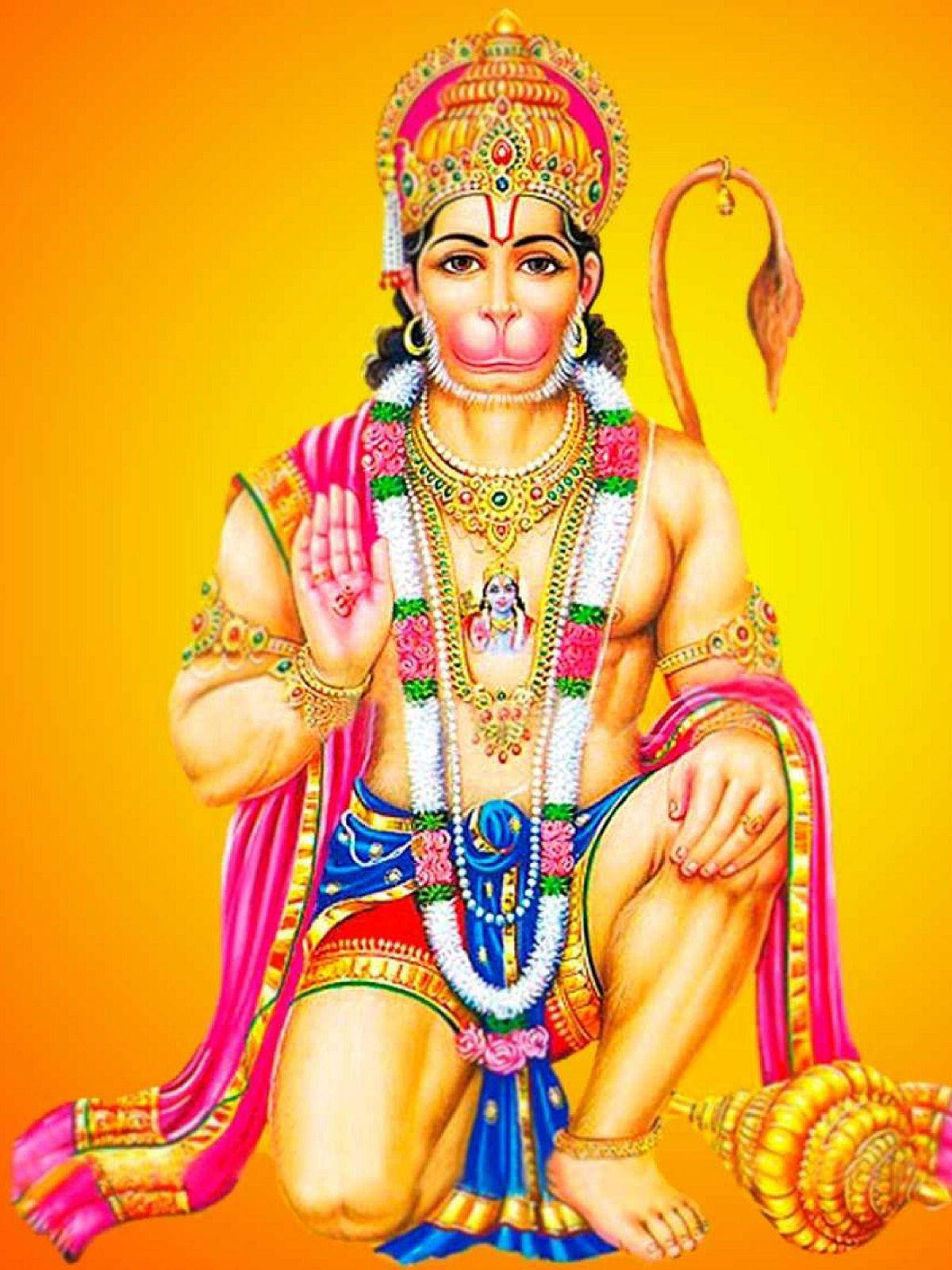 Kneeling On One Knee Hanuman Art