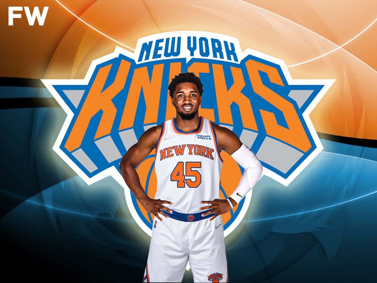 Detikoniske Knicks Logo Symboliserer New Yorks Basketball. Wallpaper