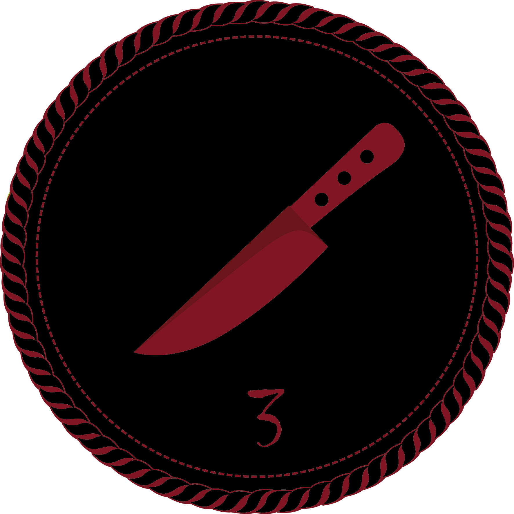 Knife Baseball Number Three Graphic PNG