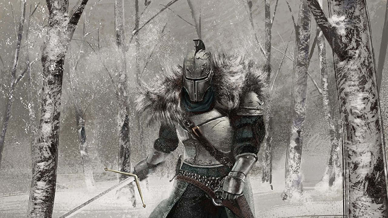 An armored knight standing guard