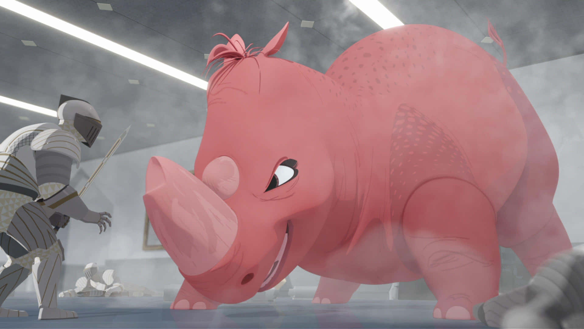 Knight Versus Giant Pink Creature Wallpaper