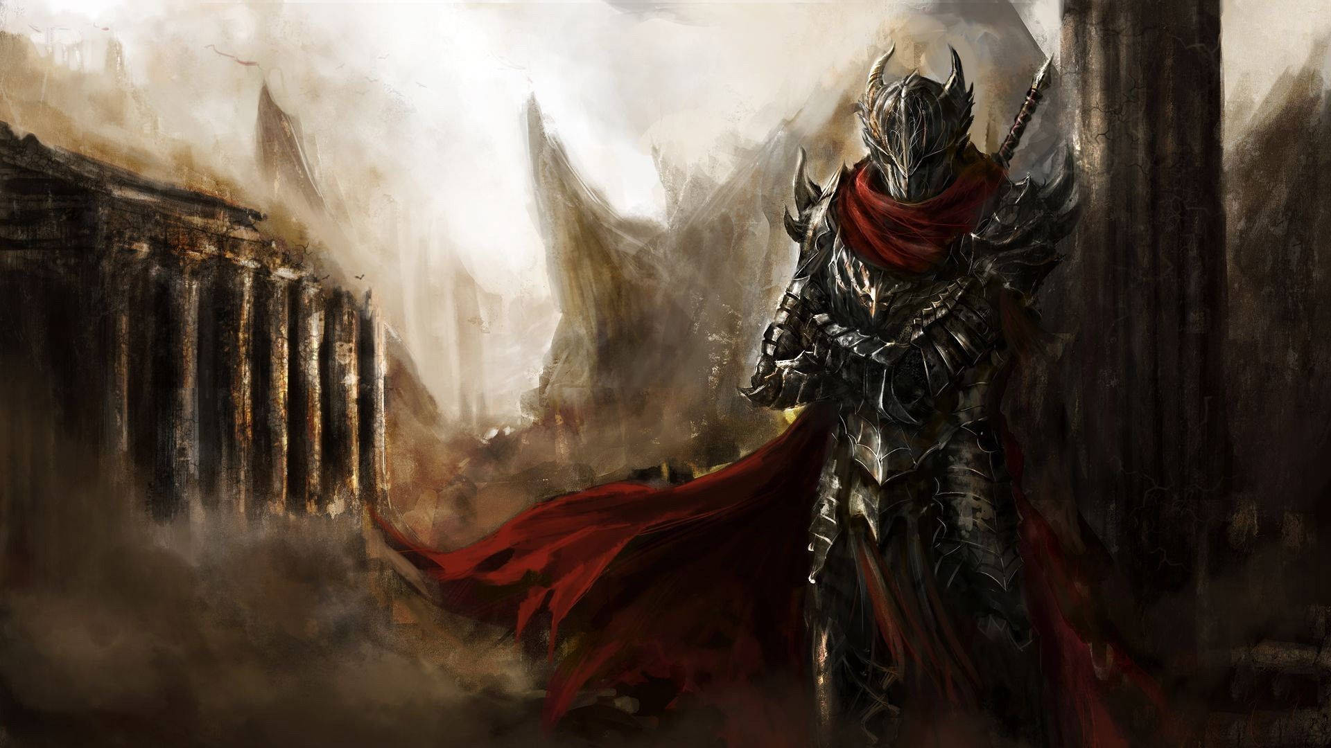 Knight With Red Cape Wallpaper