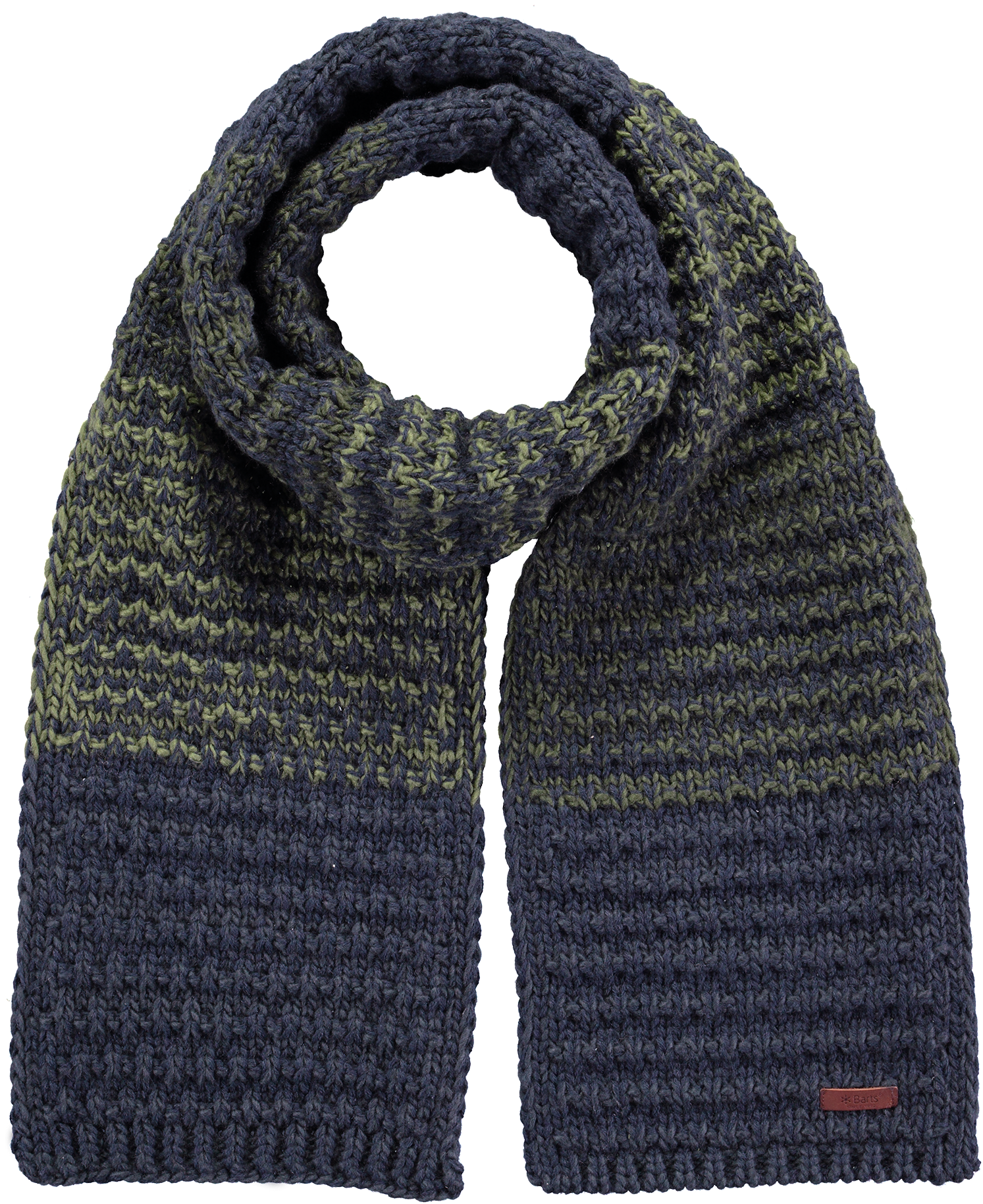 Knitted Winter Scarf Navy Green PNG