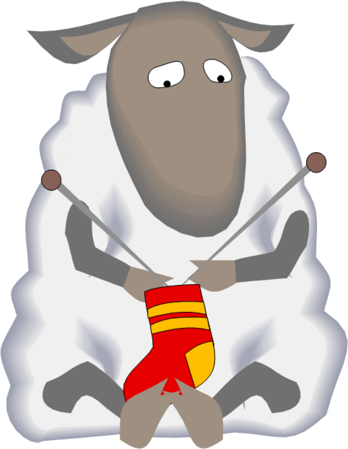 Knitting Sheep Cartoon Illustration PNG