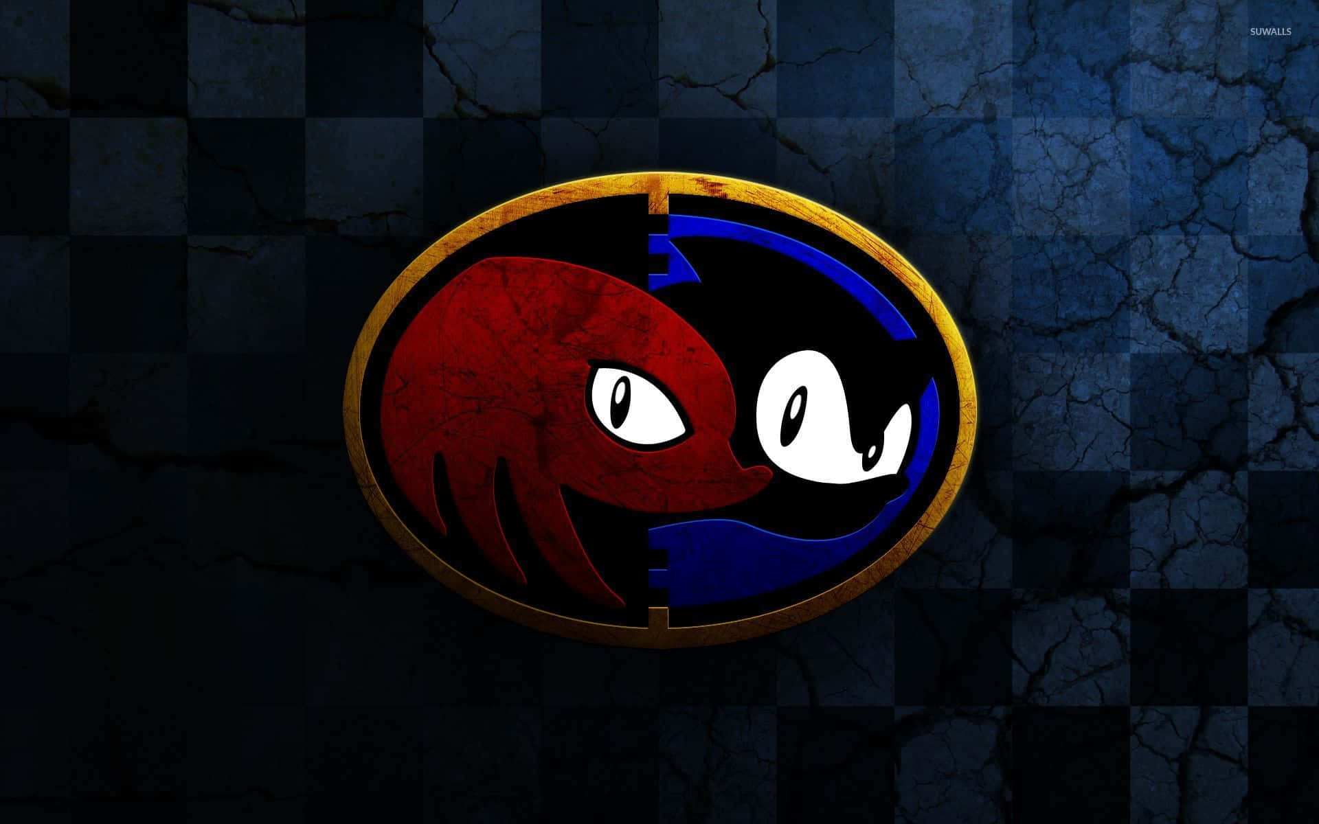 Sonic And Knuckles On Checkered Wallpaper