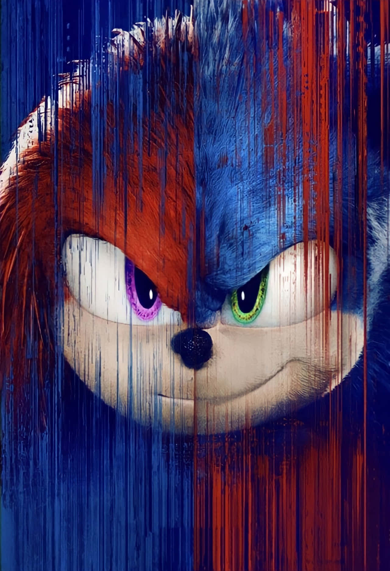 Sonic And Knuckles Merged Faces Wallpaper
