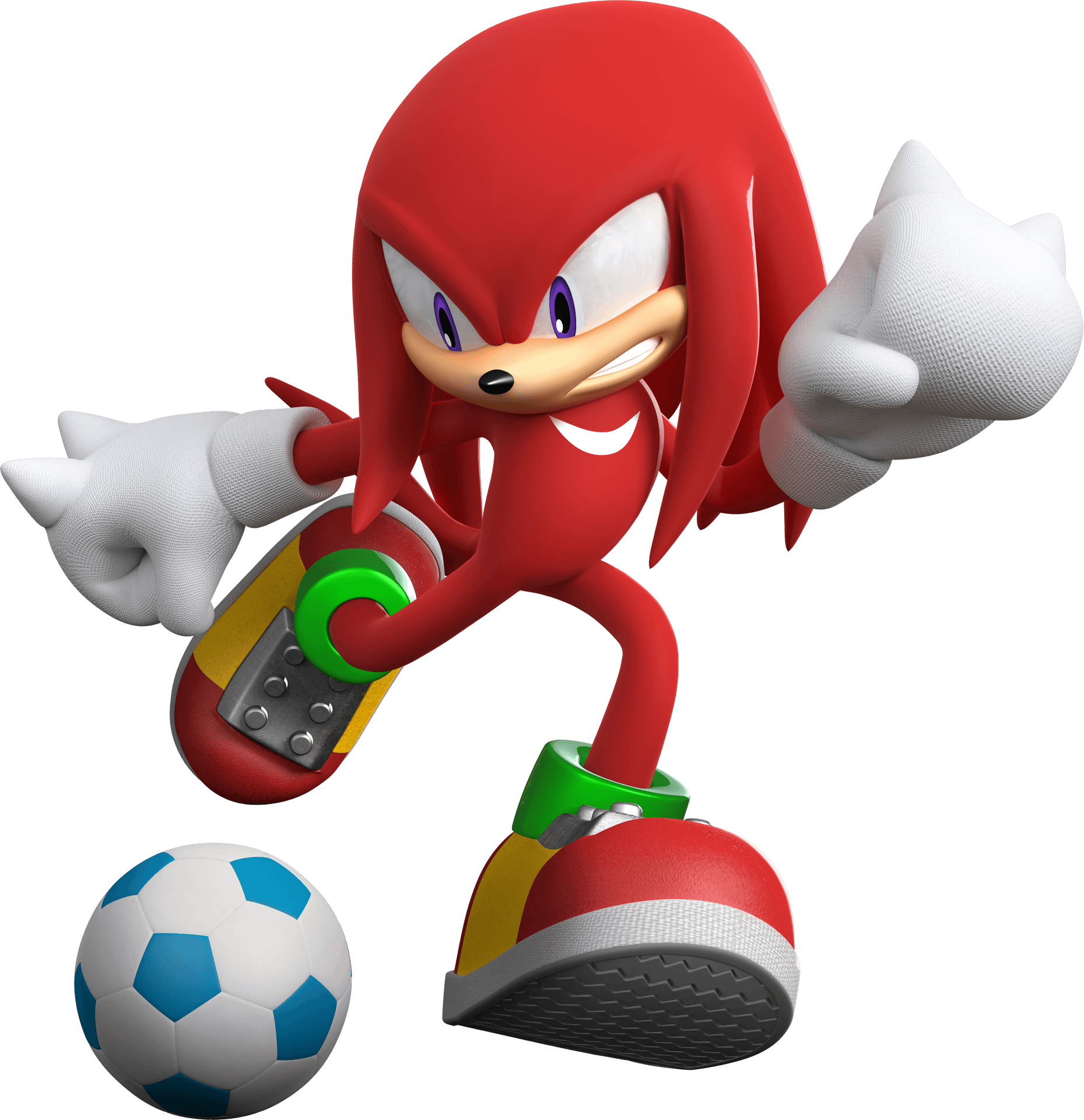Knuckles Action Pose With Soccer Ball PNG